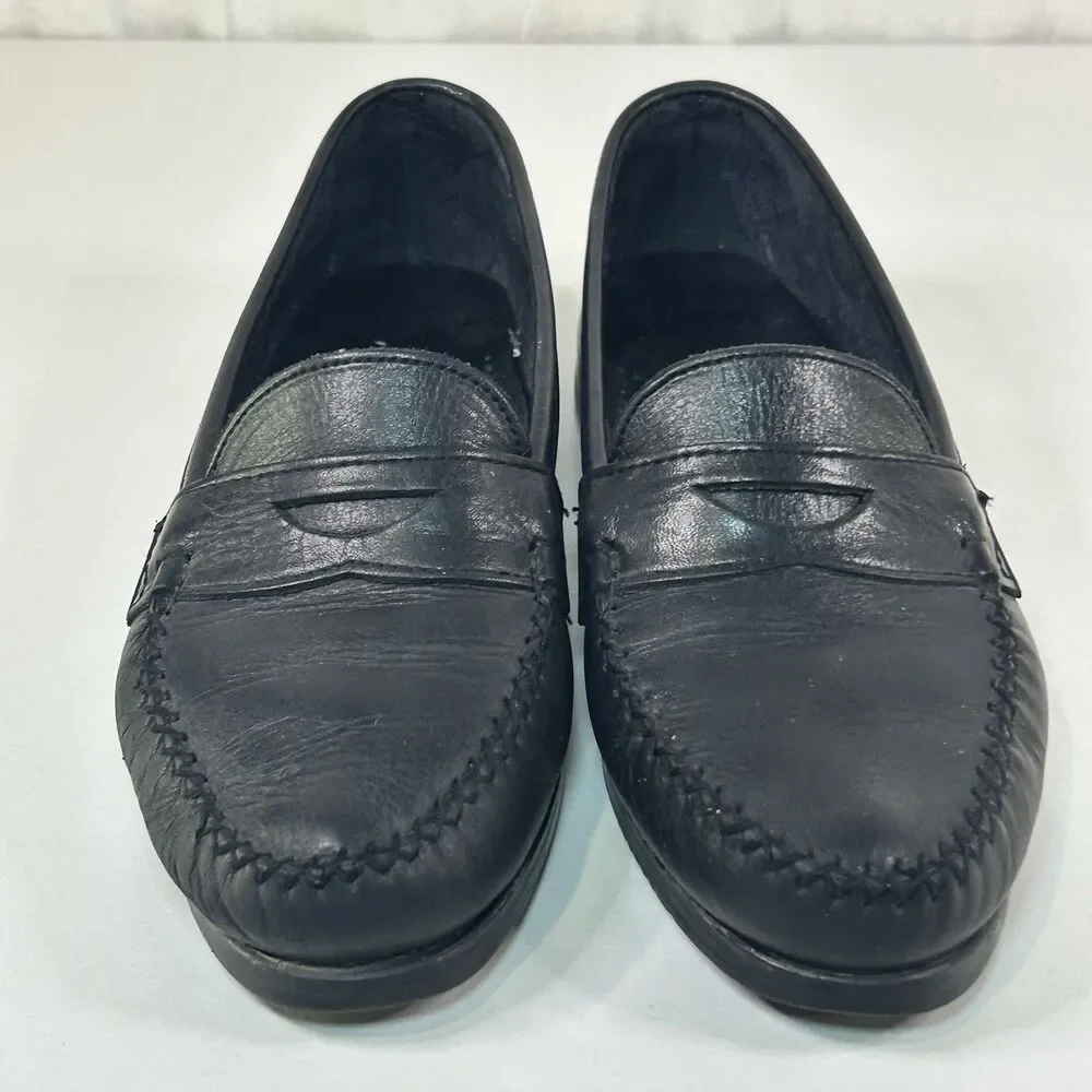 Dexter Mens Size 7.5/8 M Black Leather Slip On Penny Loafers Shoes